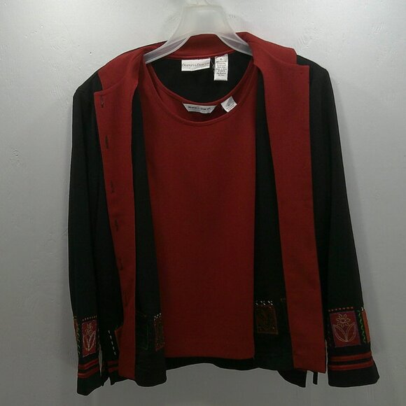 Draper's & Damons Petite 2 Piece Embroidered Floral Jacket & Tank Size Large - Picture 9 of 12